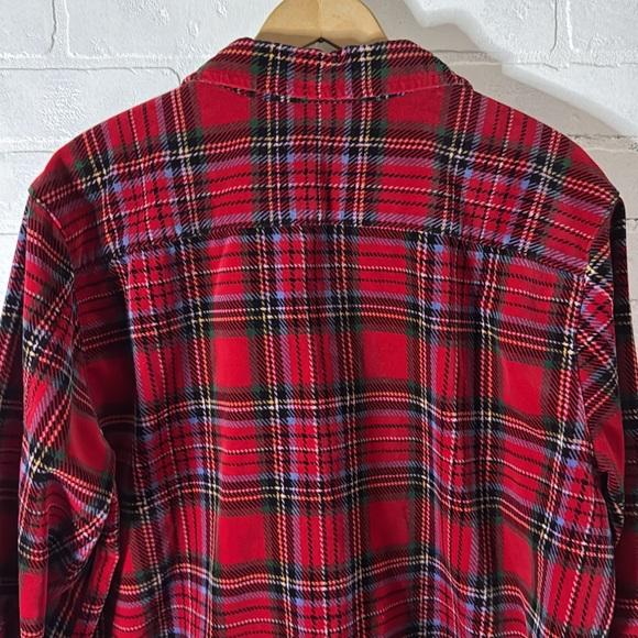 L.LBEAN Women's Vintage Preppy Scotch Plaid Velvet Shirt Tartan Size XLarge - Picture 5 of 9